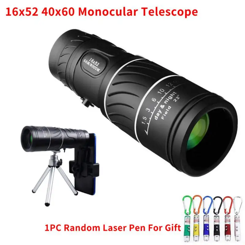 Мощен монокулярен телескоп 16x52 40x60 Long Range HD Spotting Scope Super Zoom Монокулярен оптичен мерник за къмпинг риболов