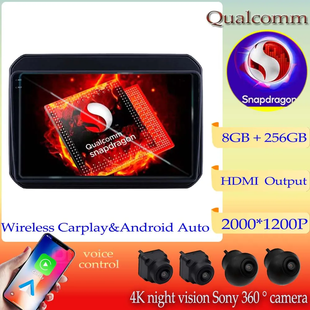 Android13 Qualcomm Snapdragon Head Unit Car Radio Мултимедийни плейъри GPS навигация за Suzuki Ignis 2016 - 2020 Carplay Auto BT