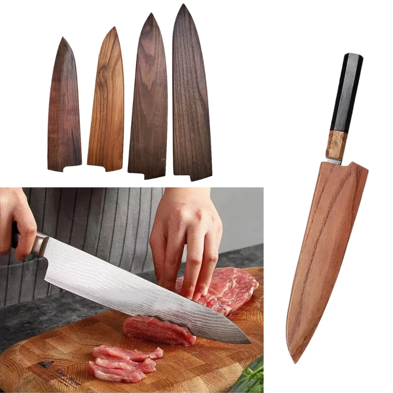 Дървена нож обвивка многофункционален нож нож случай японски стил острие протектор капак кухненски приспособления
