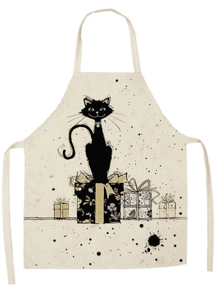 карикатура черно животно котка модел родител-дете деца без ръкави престилка дома декорация бельо против замърсяване почистване кухня