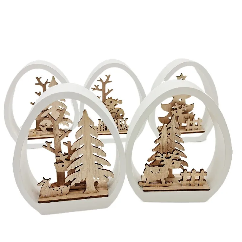 1pc Коледна дървена живопис занаятчийски комплект Недовършени резени дърво Коледни занаяти за деца възрастни, изкуство и занаятчийски консумативи