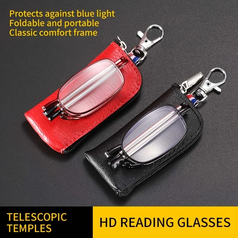 1pc Преносими метални сгъваеми анти-сини очила за четене Очила Жени Мъже с кутия за съхранение Преносима лупа Очила