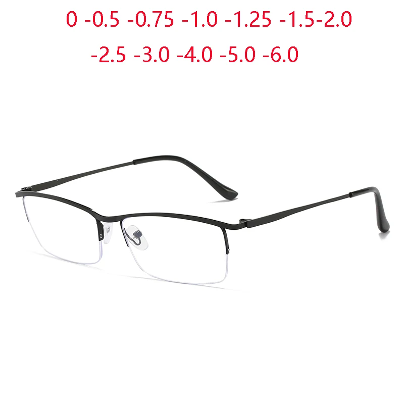 0 -0.5 -1.0 до -6.0 Метални полу-Rimless късогледство очила Жени Мъже Бизнес Далекогледи очила рецепта +1.0 +1.5 До +4.0