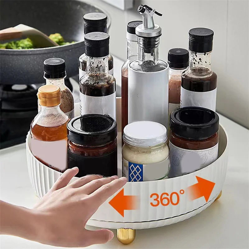 360 Въртене без плъзгане Spice Rack килер шкаф грамофон с широка база за съхранение СК въртящ се организатор за кухня подправка