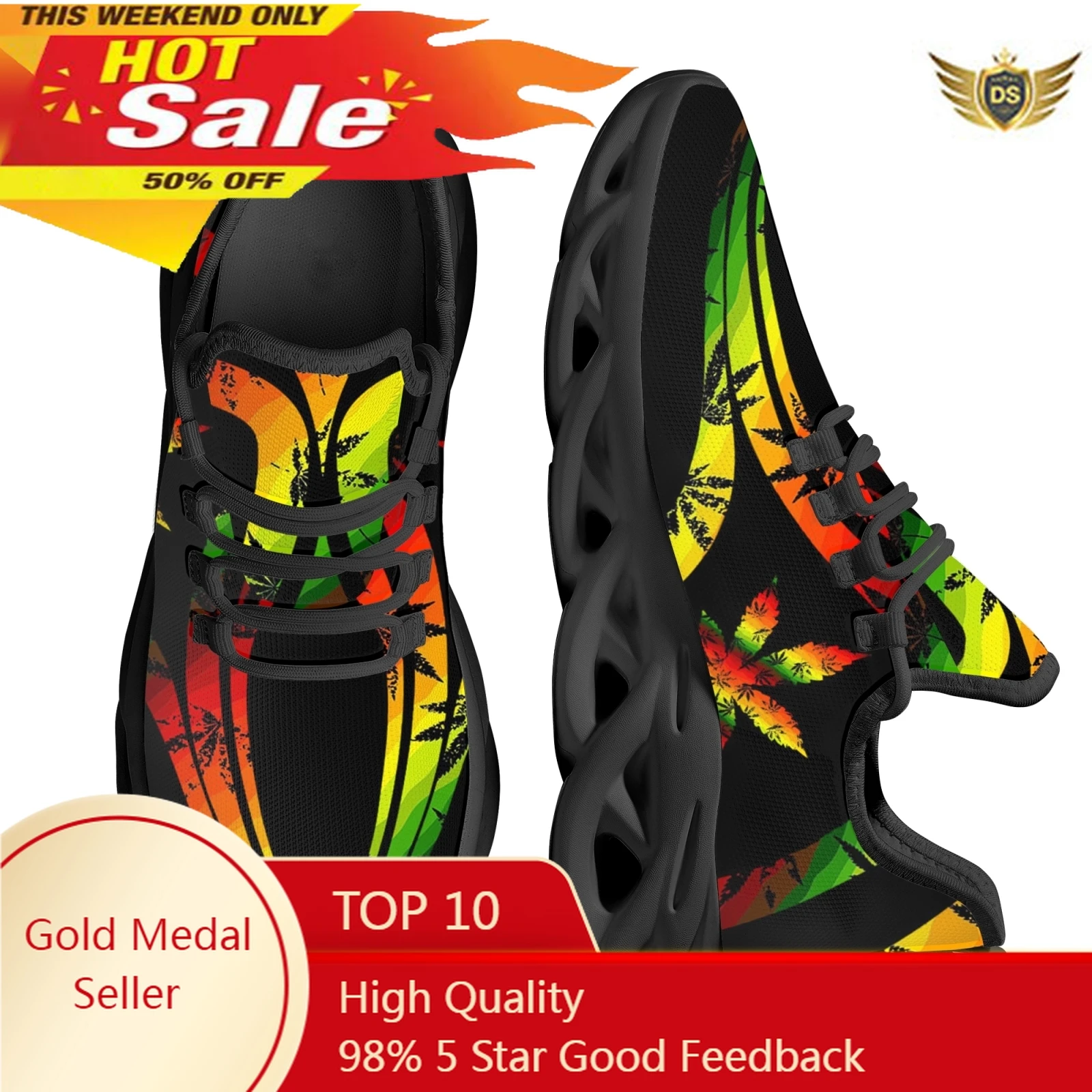 Горещ стил дантела нагоре маратонки градиент плевели листа отпечатани жени плоски обувки дишаща случайни обувки Сапатос