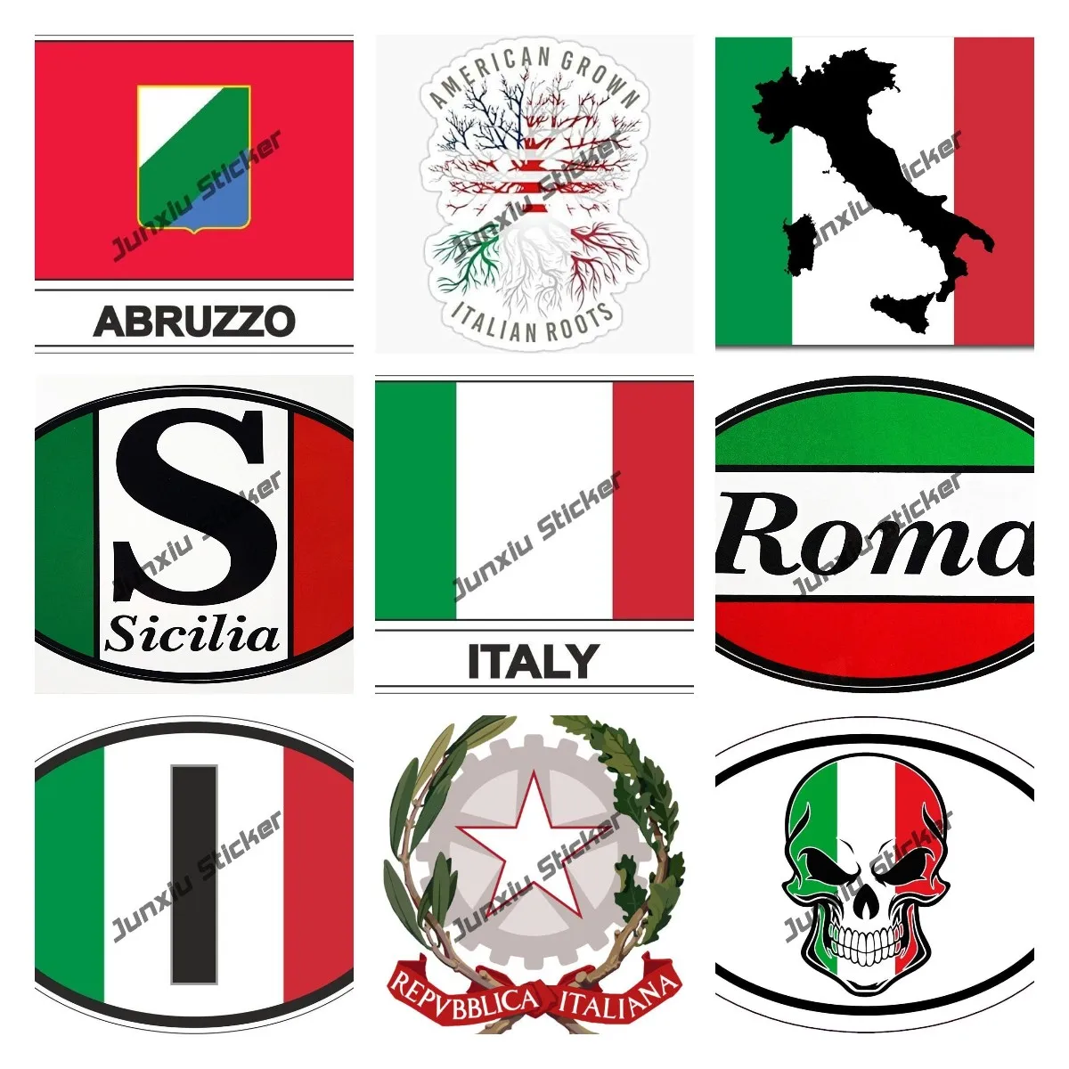 Италиански флаг череп винил Decal Италия патриотичен град флаг щит стикер творчески стикери задно предно стъкло водоустойчиви аксесоари